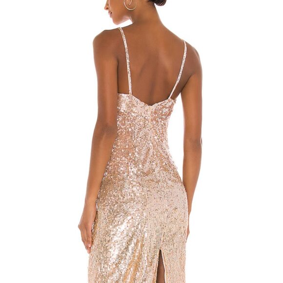 Reve Riche Maida Midi Sequins Dress in Champagne Size XXS NEW with Tags - Picture 3 of 6